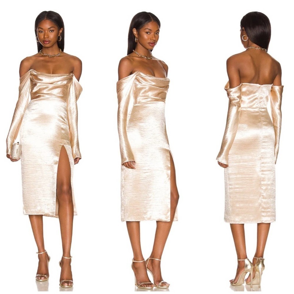 ❤️Majorelle Cecilia Midi Dress in Champagne Size S